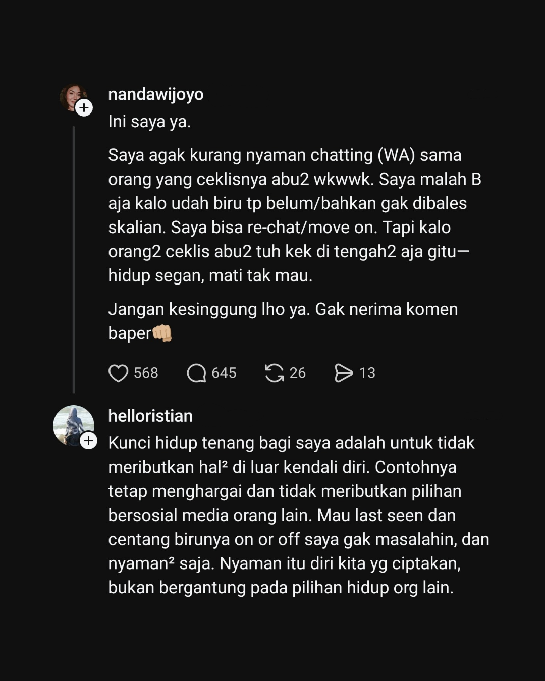 diskusi tentang centang biru wa